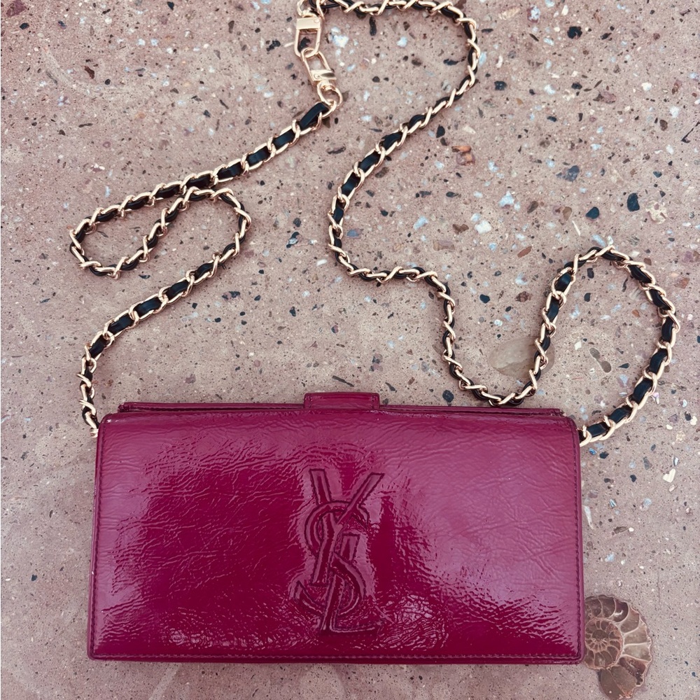 Yves Saint Laurent Deep Red Patent Leather Clutch
